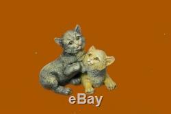 Vintage Old Bronze Signed Figure Bergman Cats Art-deco Two Cat Sculpture Deal