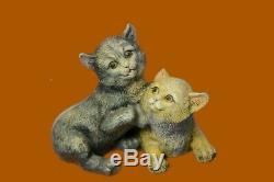 Vintage Old Bronze Signed Figure Bergman Cats Art-deco Two Cat Sculpture Deal