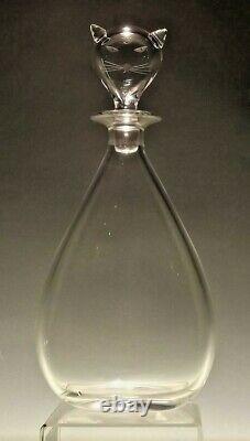 Vintage Orrefors Cat Head Crystal Glass Decanter Sven Palmquist Sweden