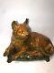 Vintage Porcelain Cat Sitting On Pillow Stand Made In Italy 8h X 11w X 5 1/2 D