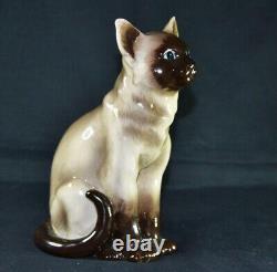 Vintage Porcelain Figurine Figure Cat Siamese Animal Statue Marked Deco
