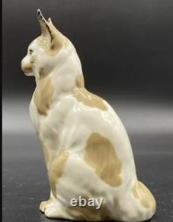 Vintage Porcelain Statue Cat Marked Decor Painted Multi-Colors Exquisite 12Cm