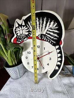 Vintage Rare BK LIBAN CAT KLOCK Clock Animal Kat Works VG Shape