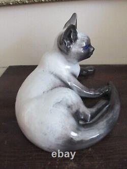 Vintage Rosenthal Germany Siamese Cat Porcelain Figurine 9.5