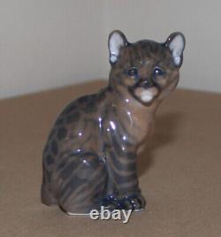 Vintage Royal Copenhagen Porcelain Figurine Bobcat Puma #4783 Cat Denmark 3.2 T