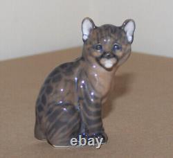 Vintage Royal Copenhagen Porcelain Figurine Bobcat Puma #4783 Cat Denmark 3.2 T