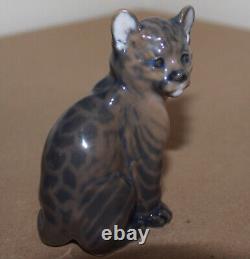 Vintage Royal Copenhagen Porcelain Figurine Bobcat Puma #4783 Cat Denmark 3.2 T