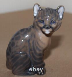 Vintage Royal Copenhagen Porcelain Figurine Bobcat Puma #4783 Cat Denmark 3.2 T