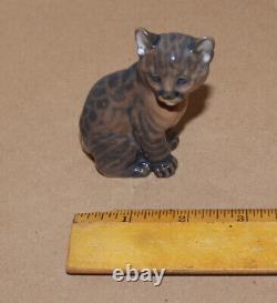 Vintage Royal Copenhagen Porcelain Figurine Bobcat Puma #4783 Cat Denmark 3.2 T