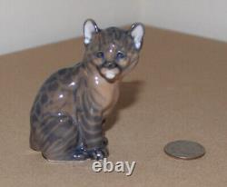 Vintage Royal Copenhagen Porcelain Figurine Bobcat Puma #4783 Cat Denmark 3.2 T