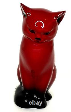 Vintage Royal Doulton Flambe Porcelain Cat Figurine by Charles Noke, 1925 Deco