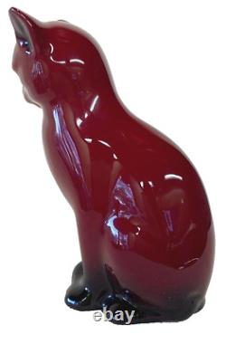 Vintage Royal Doulton Flambe Seated Cat Figurine Signed by Fred Moor