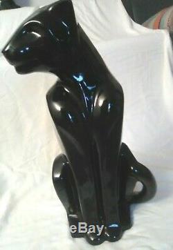 Vintage Royal Haeger Art Deco Black Panther Big Cat Ceramic Statue Figurine 21