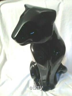 Vintage Royal Haeger Art Deco Black Panther Big Cat Ceramic Statue Figurine 21