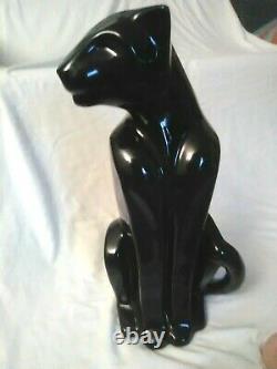 Vintage Royal Haeger Art Deco Black Panther Big Cat Ceramic Statue Figurine 21