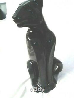 Vintage Royal Haeger Art Deco Black Panther Big Cat Ceramic Statue Figurine 21