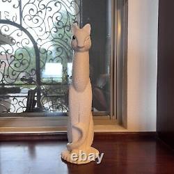 Vintage Royal Haeger Textured White Winking Cat Green eye Not Marked
