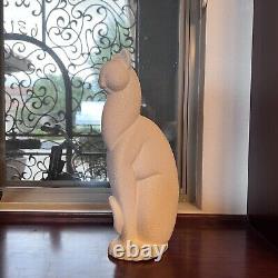 Vintage Royal Haeger Textured White Winking Cat Green eye Not Marked
