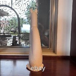 Vintage Royal Haeger Textured White Winking Cat Green eye Not Marked