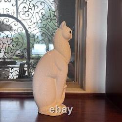Vintage Royal Haeger Textured White Winking Cat Green eye Not Marked