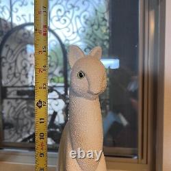 Vintage Royal Haeger Textured White Winking Cat Green eye Not Marked
