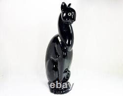 Vintage Royal Haeger Winking Black Cat Figurine Statue Ceramic MCM Egypt Cats