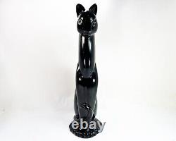 Vintage Royal Haeger Winking Black Cat Figurine Statue Ceramic MCM Egypt Cats