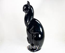 Vintage Royal Haeger Winking Black Cat Figurine Statue Ceramic MCM Egypt Cats