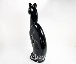 Vintage Royal Haeger Winking Black Cat Figurine Statue Ceramic MCM Egypt Cats