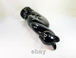 Vintage Royal Haeger Winking Black Cat Figurine Statue Ceramic MCM Egypt Cats