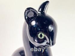 Vintage Royal Haeger Winking Black Cat Figurine Statue Ceramic MCM Egypt Cats