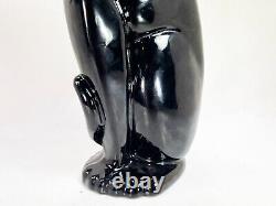 Vintage Royal Haeger Winking Black Cat Figurine Statue Ceramic MCM Egypt Cats