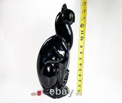 Vintage Royal Haeger Winking Black Cat Figurine Statue Ceramic MCM Egypt Cats