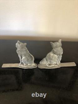 Vintage SEAGULL Pewter cat BOOK ENDS. Made In Canada. 1990. Rare