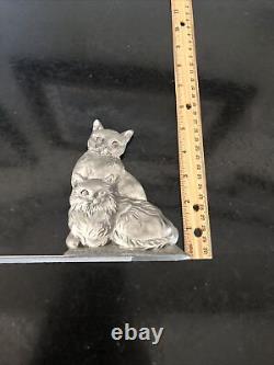 Vintage SEAGULL Pewter cat BOOK ENDS. Made In Canada. 1990. Rare