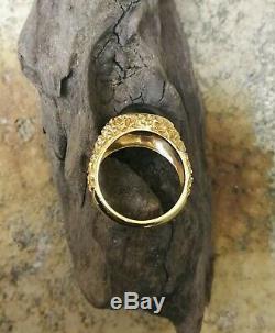 Vintage Solid 10k Yellow Gold & Cat Eye Ring Jewelry Size 9 7,85 grams Nugget