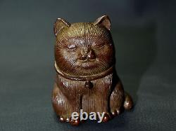 Vintage Solid Bronze House Cat Statue Decor Ornament, Casting Art Collectibles
