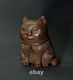 Vintage Solid Bronze House Cat Statue Decor Ornament, Casting Art Collectibles