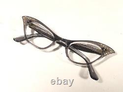 Vintage Swank Cat Eye Rhinestone Eyeglasses Frame France