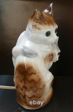 Vintage Table Lamp very beauty cats Porcelain Figurine Germany NIGHT LIGHT