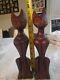 Vintage Teak Wood Hand Carved Mid Century Modern Wood Cats Sculpture Art Deco