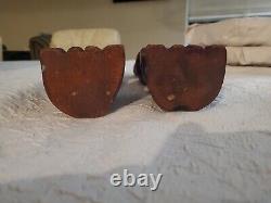 Vintage Teak Wood Hand Carved Mid Century Modern Wood Cats Sculpture Art Deco