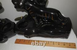 Vintage Wescal Panther Cougar Cat Lamps Lamp Pair Planter Set Tested & Working