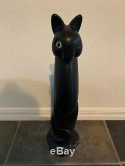 Vintage classic ROYAL HAEGER Ceramic satin Black Cat with Green Eye MCM Art Deco