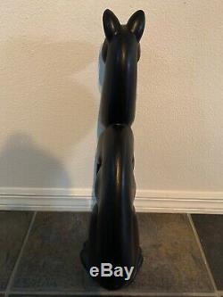 Vintage classic ROYAL HAEGER Ceramic satin Black Cat with Green Eye MCM Art Deco