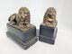 Vintage Lion Bookends Chalk Sculpture Cat Statues Book Holders Neoclassical