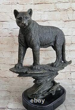 Vintg Bugatti Art Deco Bronze Cat Puma Mountain Lion Sculpture Hand Made Statue