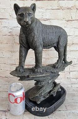 Vintg Bugatti Art Deco Bronze Cat Puma Mountain Lion Sculpture Hand Made Statue