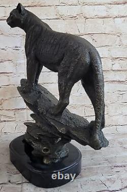 Vintg Bugatti Art Deco Bronze Cat Puma Mountain Lion Sculpture Hand Made Statue