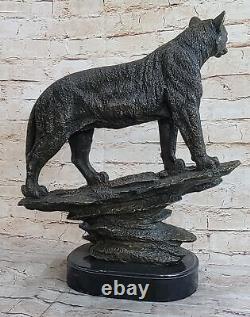 Vintg Bugatti Art Deco Bronze Cat Puma Mountain Lion Sculpture Hand Made Statue